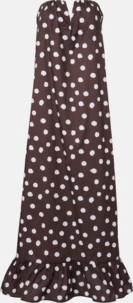 Adriana Degreas Vestido largo en mezcla de algod&oacute;n con lunares