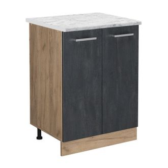 Vicco Mueble Bajo De Cocina R-line, Hormig&oacute;n Negro, 60 Cm Et M&aacute;rmol