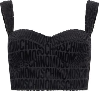 Moschino Tops, Dames, Zwart, S, Katoen, Korte top met dunne bandjes