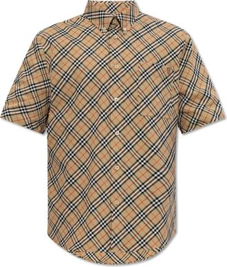 Burberry Overhemden, Heren, Beige, L, Katoen, Geruite Overhemd