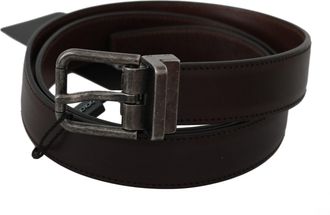 Dolce & Gabbana Bruine Kalfsleren Ceintuur met Metalen Gesp
