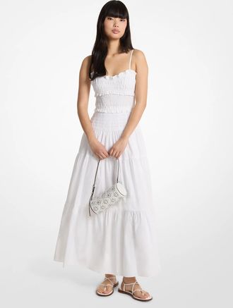 Michael Kors Smocked Cotton Poplin Maxi Dress
