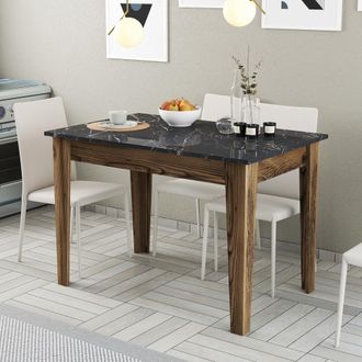 Dmora Mesa Fija Zane, 6 Plazas, Forma Rectangular, Soporta 120 Kg, 110x72x75h Cm, Marr&oacute;n Nogal