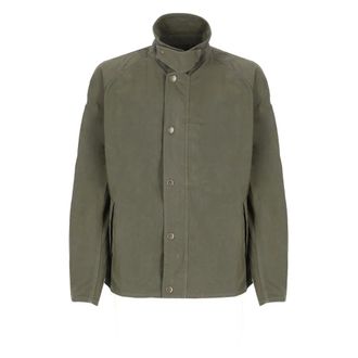Barbour Light Jackets, male, Green, Size: XL Green Cotton Jacket with Collar