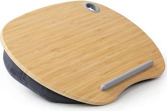 Elle Soporte Para Port&aacute;til - Plataforma De Bamb&uacute; Con Coj&iacute;n De Licra Y Microbolas - Para Cama O Sof&aacute; - 1 Unidad