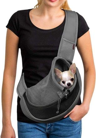 OEM Bolsa Transportadora Para Perros, Bandolera Para Perros, Bolsa Para Perros, Transpirable, 46 X 25 Cm, Peso Hasta 10 Kg, Perros Y Mascotas, Negro