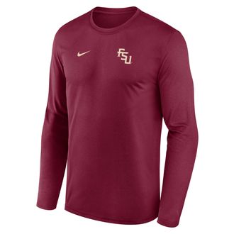 Nike Florida State Sideline Legend Logo Nike Mens Dri-FIT College Long-Sleeve T-Shirt in Red | 02TJ69XFTN-HE3