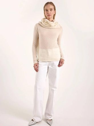 Brodie Estelle Sparkle Hooded Cowl Neck Sweater In Ivory