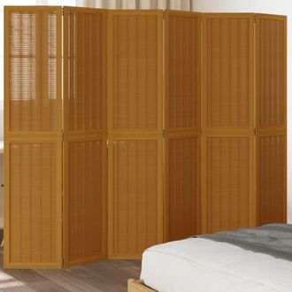Berkfield Home Room Divider 6 Panels Brown Solid Wood Paulownia