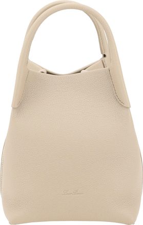 Loro Piana Womens Bucket Bag Bale Light Mastic Calf Leather Mastic-Antique Silver Shoulder Mastic/antique