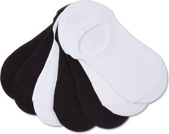 MeMoi 7-Pair No Show Sneaker Liner Socks in White-Black at Nordstrom