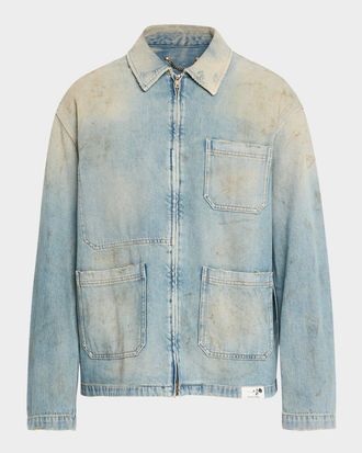 Golden Goose Men & apos;s Distressed-Effect Full-Zip Denim Jacket
