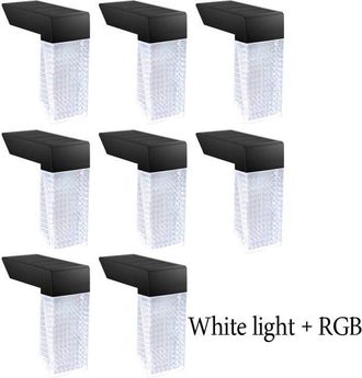 No Brand Un Conjunto De 8 Luces Solares Exteriores Impermeables Con Sensores, Aptas Para Escaleras Y Jardines, Con Iluminaci&oacute;n Blanca Y Rgb