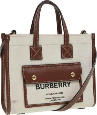 Burberry Tweedehands Canvas handtassen - Dames - Vintage Shopper - Beige - ONE Size - Vintage
