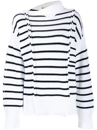Marni striped rib jumper - women - Cotton - 40 - White