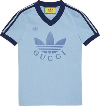 Gucci x adidas SS22 V-Neck T-Shirt Light Blue 693636-XJEBZ-4709