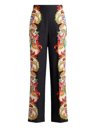 Etro silk straight-leg trousers - women - Silk - 46 - Black