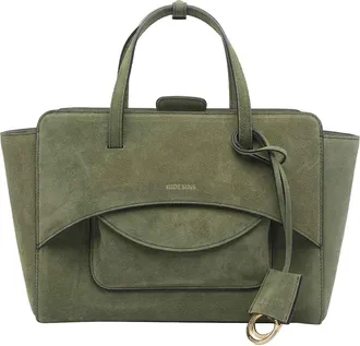 Hidesins Olive Medium Suede Flap Handbag