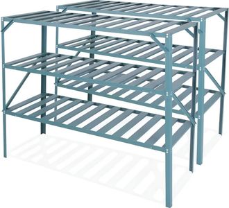 PRIMROSE X2 Traditional 3 Tier Greenhouse Staging Shelf Workbench in Green 126cm