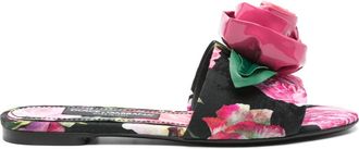 Dolce & Gabbana Sandali slides a fiori - Rosa