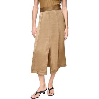 DKNY Satin Midi Skirt in Dune/Black at Nordstrom Rack, Size 16