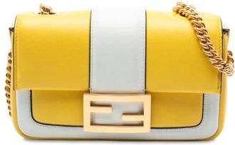 Fendi Pre-owned Shoulder Bags, female, Yellow, Size: ONE SIZE Pre-owned Leather Shoulder Bag