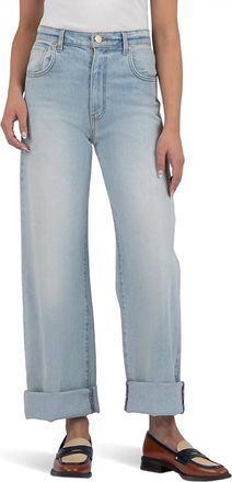 Kut from the Kloth Gwen High Rise Wide Leg Roll Up Pants In Meaning