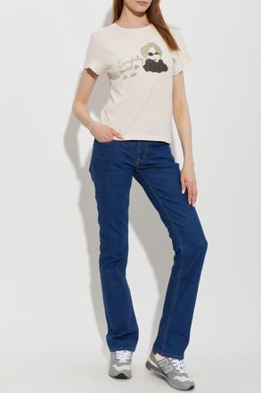Re/Done T-shirt With Print, Womens, Cream