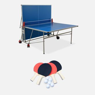 Sweeek Tavolo Da Ping Pong Pieghevole Per Esterni Con 4 Racchette E 6 Palline, 274cm