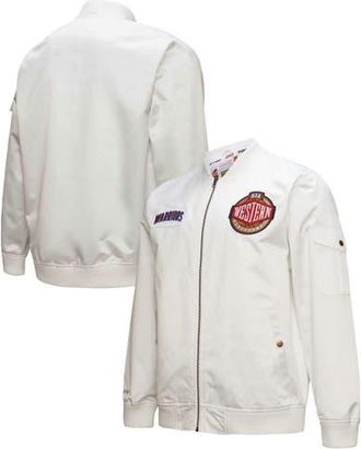 Mitchell & Ness Mens Mitchell & Ness White Golden State Warriors Hardwood Classics Nights Team Leader Satin Full-Zip Jacket at Nordstrom, Size Xx-Large