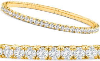 Pompeii3 3.00-7 1/2Ct TW Flexible Diamond Bangle Tennis Bracelet Lab Grown 14k Gold
