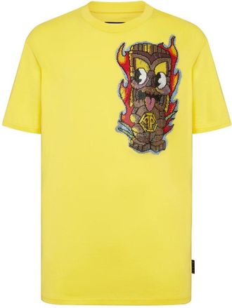 Philipp Plein T-shirt Round Neck SS Hawaii - Heren - T-shirts - Geel - 4XL - Katoen - Tops