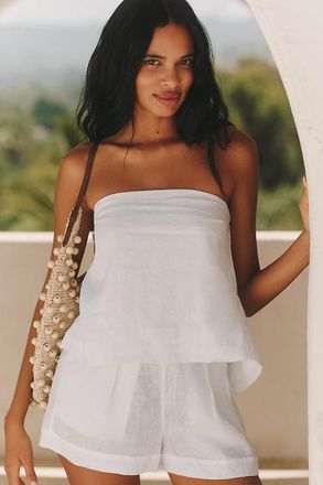 L*Space Tessa 100% Linen Strapless Top