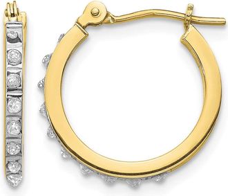 Diamond2Deal 10k Yellow Gold Diamond Fascination Small Hoop Earrings