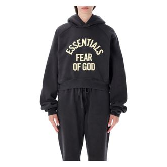 Fear of God Hoodies, female, Black, Size: S Campus 90s Cropped Raglan Hoodie