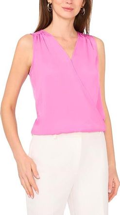 Vince Camuto Wrap Front Sleeveless Blouse Womens Clothing Violet Blush 1 : XS, Polyester