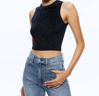 Alice & Olivia Amity Sleeveless Cropped Tank In Black