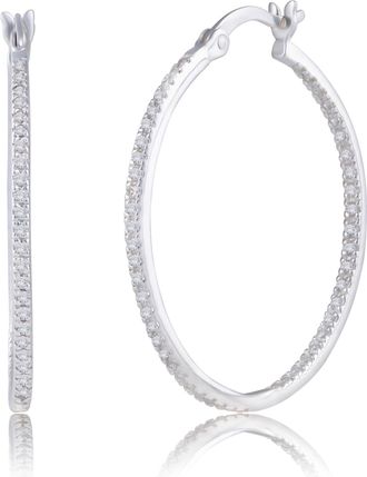 MAX + STONE 925 Sterling Silver Round Hoop Earrings