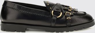 Pinko Leather Penny Loafers with Fringes and Lug Sole