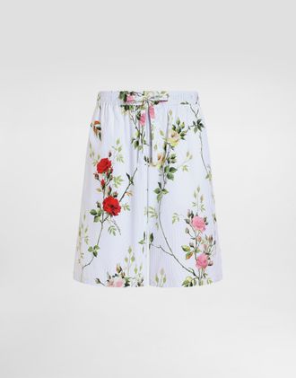Dolce & Gabbana Rose-print Poplin Bermuda Shorts - Man Pants And Shorts 46