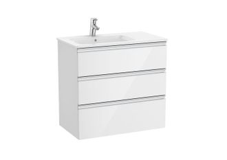 Roca Roca - Pack Unik Mueble Base De 3 Cajones + Lavabo The Gap Color: Blanco Brillo - Posici&oacute;n Del Lavabo: Izquierda