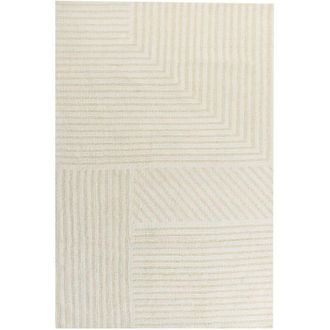Beliani Beliani - Tappeto da salotto moderno in lana con motivo a righe e tinta unita beige 200 x 300 cm Abegum