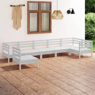 vidaXL Vidaxl - Juego De Muebles De Jard&iacute;n 7 Piezas Madera Maciza Pino Blanco