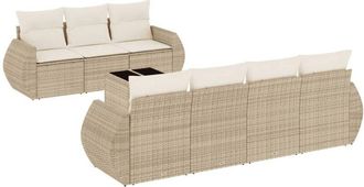 vidaXL Juego De Sof&aacute;s De Jard&iacute;n Con Cojines Beige 8 Pzas Rat&aacute;n Pe Vidaxl