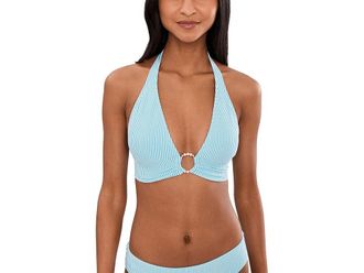 Lilly Pulitzer Ketos Bikini Top Womens Clothing Capri Blue Seersucker Stripe : 14, Polyester/Spandex