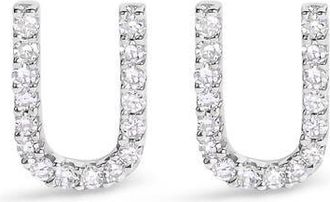 House of Brilliance 10K Gold 1/10 Cttw Diamond Initial A to Z Stud Earring in White Gold | U at Nordstrom