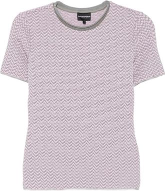 Emporio Armani Textured Knit T-Shirt - Dames - Ronde hals truien - Paars - XS - Polyester - Truien & Vesten