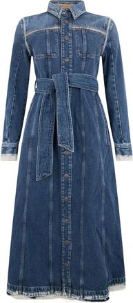 Diesel Lange spijkerjurk met riem - Dames - Jurken - Blauw - Maat: S Katoen