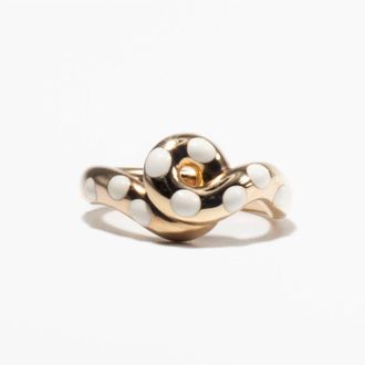 Bea Bongiasca Womens Chunky Wave Ring In White