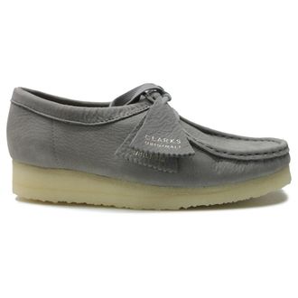 Clarks Wallabee Nubuck Womens Lace Up Shoes - Grey - Size:UK 5.5